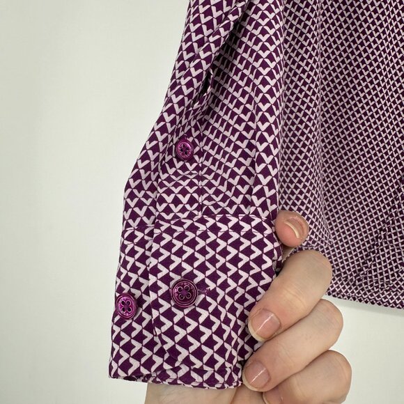 Equipment Femme Lynn‎ Plum Purple Geometric Print Silk Blouse Size Small - Picture 5 of 11